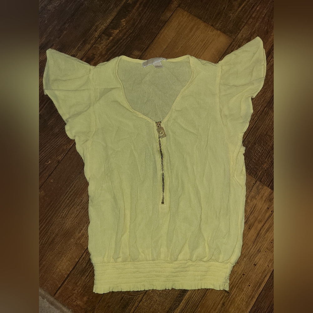 Michael Kors Yellow Zippered Blouse